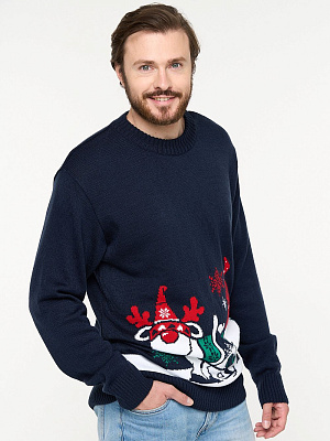 Свитер мужской новогодний т.синий
