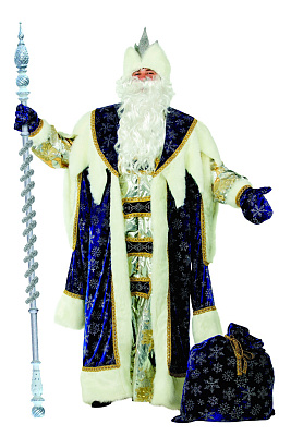 189-1-54-56 Карнавальный костюм "Дед Мороз Королевский" синий  54-56 189-1
