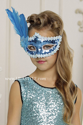 Карнавальная маска "Леди" голубая