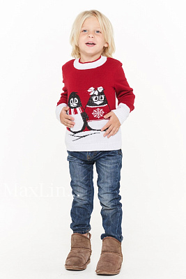 Свитер детский красный зимний