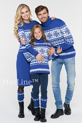 Свитер мужской вязаный зимний голубой