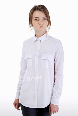 Блузка подростковая  Карманы белая