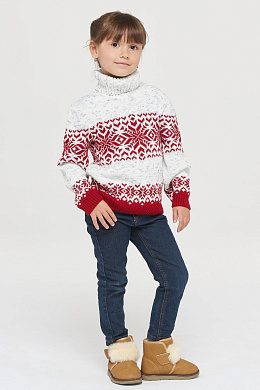 Свитер новогодний детский белый красный
