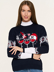 Свитер женский новогодний с бокалами