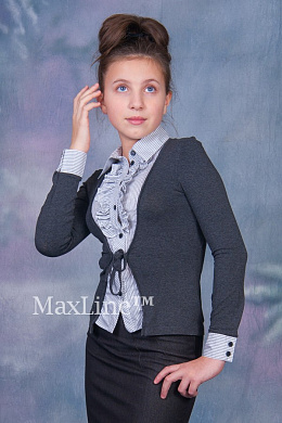 Школьная подростковая блузка-обманка Кардиган серый