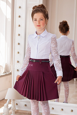 Юбка школьная бордовая Лакомка