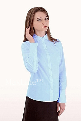 Блузка подростковая  Манжеты голубая