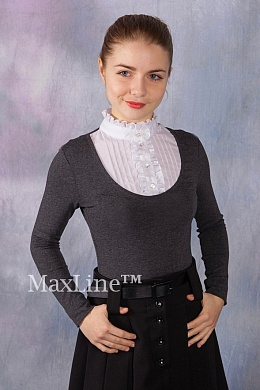 Школьная блузка для полных девочек Габриэла серая