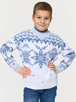 Свитер детский со снежинками для девочки и мальчика 128-158 см