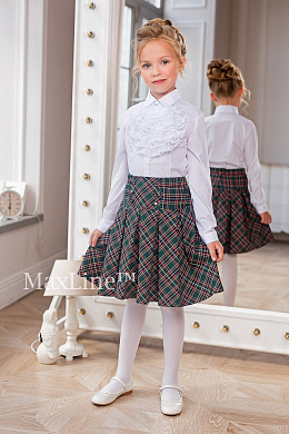 Юбка школьная зеленая для девочки Лилия