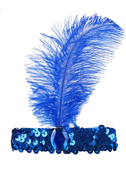 Повязка на голову с пером Синяя