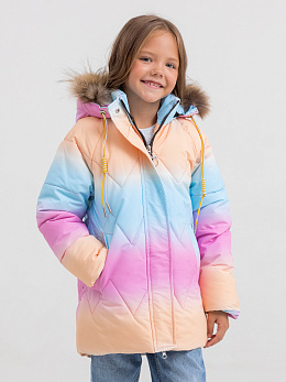 Полупальто зимнее для девочки (био-пух) оранж