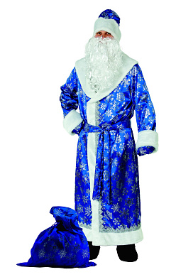 188-1-54-56 Дед Мороз взр. сатин синий р.54-56 188