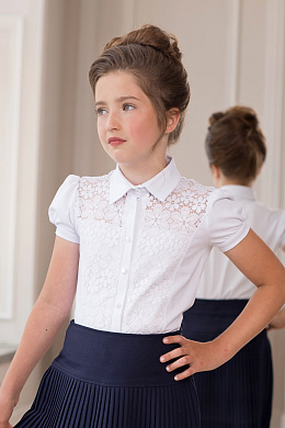 Блузка трикотажная школьная белая