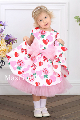 Бабетта белый/розовые сердечки